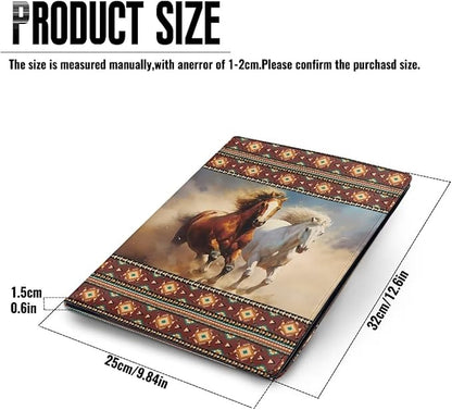 Horse Print PU Leather Padfolio Clipboard Clip Business Resume Portfolio A4 Folder Interview Legal Document Organizer Business Card Holder Letter