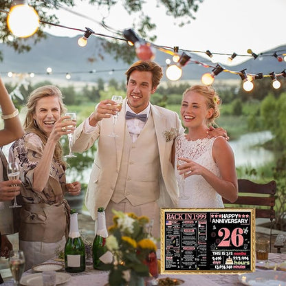 Joycard 26th Anniversary Card for Women, Wedding Card for Wife, Sweet Marriage Decorations Gifts for Couple, Perfect for Her on Anniversary Day, Back in 1999