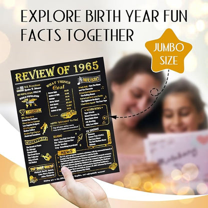 60th Birthday Card for Men Husband, Jumbo Pop Up 60 Year Old Birthday Cards for Women Men, Happy 60th Gifts for Him Her, Jumbo 60 Year Old Birth day Card, Review of 1965, Black Gold (8''x10'')