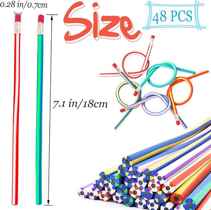 45 Pack Flexible Soft Pencil,7.1 Inch Magic Bend Pencils,Soft Novelty Pencil with Eraser for Kids Gift Students School Classroom Supplies