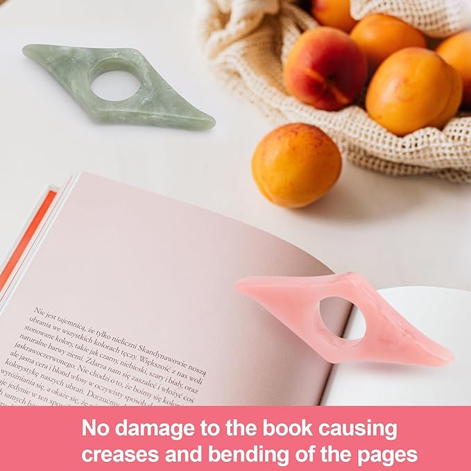 Thumb Page Holder for Reading 2Pack, Energy Pattern Thumb Bookmark, Book Opener Holder, Book Finger Page Holder, Book Accessories for Reading Lovers(Brown and Pinkish Pink）