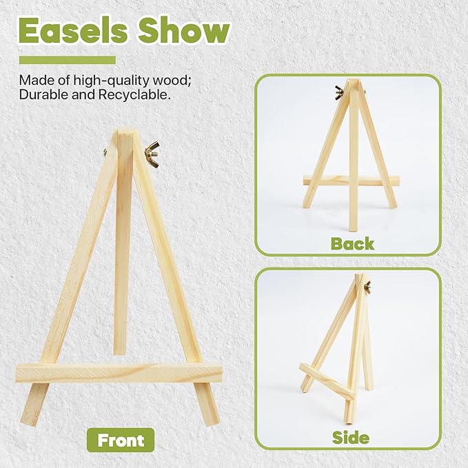 CONDA 9 Pack 9 Inch Wood Easels, Easel Stand for Painting Canvases, Art, and Crafts,Tripod,Painting Party Easel,Kids Student Tabletop Easels for Painting,Portable A-Frame Tripod Tabletop Easel Set