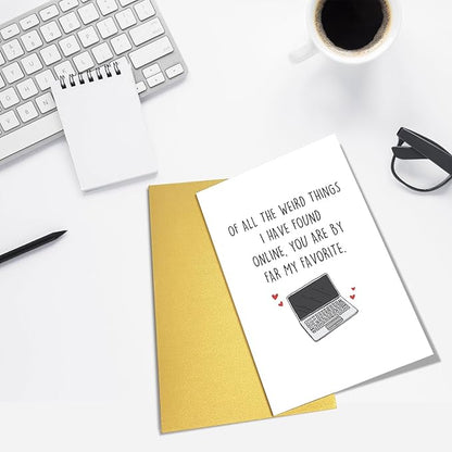 Funny Online Dating Love Card, Internet Dating Anniversary Card, Valentines Day Card for Him Her, 1 Year Anniversary Card for Online Lover