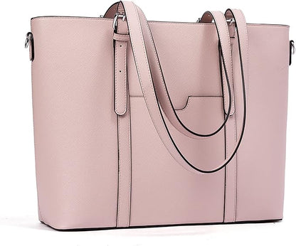 Telena Laptop Tote Bag for Women, 15.6 Inch Shoulder Tote Bag Leather Briefcase for Women, Large Capacity Handbag Bags