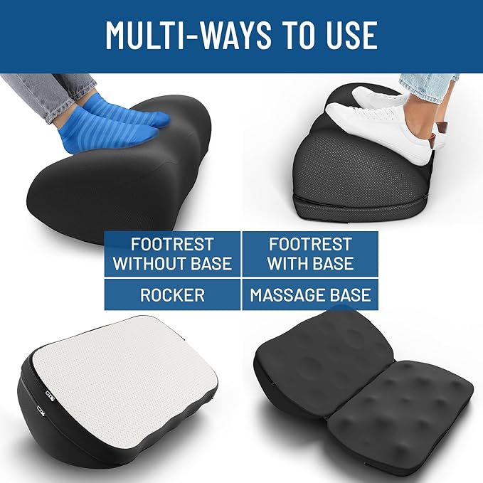 Everlasting Comfort Foot Rest for Under Desk at Work with Massage Nodes - Memory Foam Office Foot Stool & Under Desk Footrest Leg Elevation Pillow for Gaming & Home Office, Supports Posture