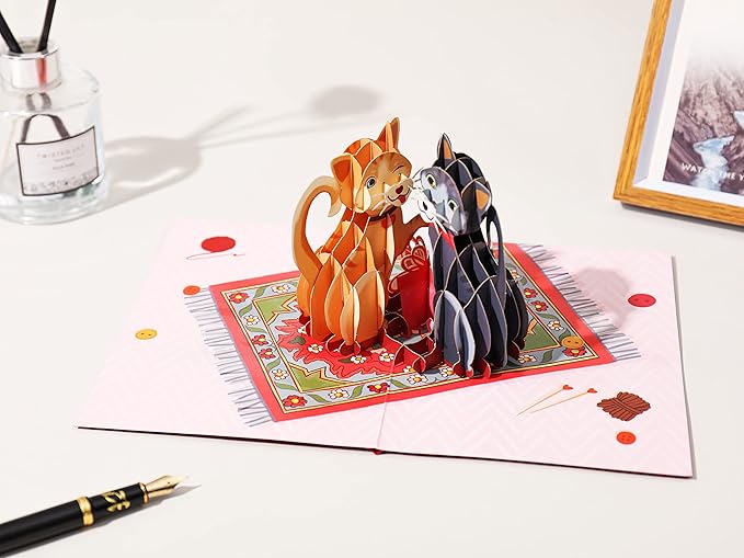 Liif Love Cats Valentines Day 3D Greeting Pop UP Card, Happy Cat Birthday Card, Anniversary, Thinking Of You, Just Because, Congratulations, Mother's Day - Kitten, Funny, Cute - For Cat Lover, Wife,