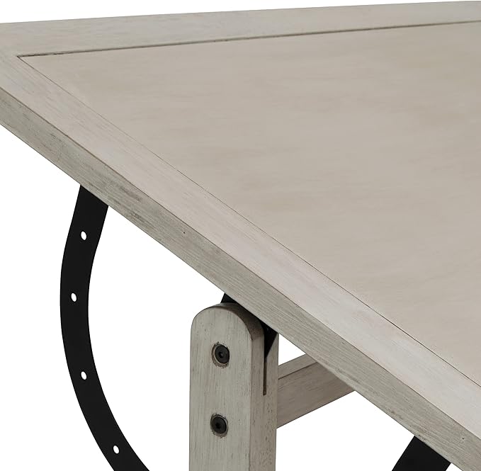 Studio Designs Vintage Drawing/Drafting Table with Pencil Ledge - 36" W x 24" D - Coastal Whitewash - Adjustable Tilting Top