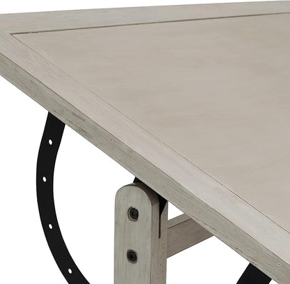 Studio Designs Vintage Drawing/Drafting Table with Pencil Ledge - 36" W x 24" D - Coastal Whitewash - Adjustable Tilting Top