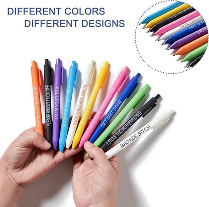 11PCS funny pens for adults,novelty sarcastic snarky office pens ballpoint,Swear Dirty Cuss Word black pens with sayings