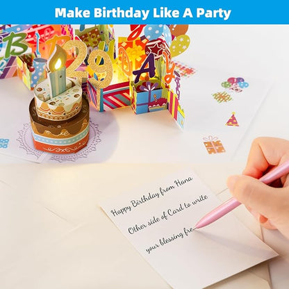 Gumry 29TH Musical Birthday PopUp Card, Blowable Colorful Light Candle 3D Cards with Song, Applause Cheers Sound, Greeting Cards Birthday Gifts Decorations for Women Men Turning 29 Years Old