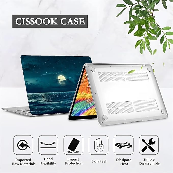 Compatible with 13.3 Inch MacBook Retina A1425/A1502, Night Sea Beach Moon Ocean Landscape Hard Plastic Shell Cover Case