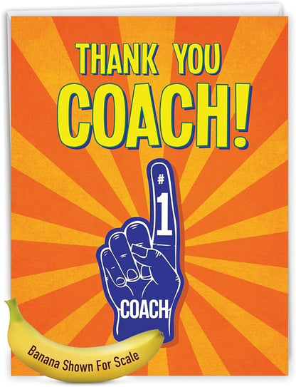 NobleWorks - 1 Jumbo Sports Teacher Graduation Greeting Card from US w/Envelope (8.5 x 11 Inch) - Student Group Gratitude for School Coaches, Mentor - Thank You Coach from All J5786TYG-US