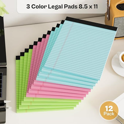 Legal Pads 8.5 x 11, 6 Pack Colored Note Pads 8.5 x 11 Pink Notepad 8.5 x 11 Multi-Color Pink/Green/Blue Writing Pads 8.5 x 11 Lined Paper Pads Wide Ruled Legal Pad Notebook Paper, 30 Sheets per Pad