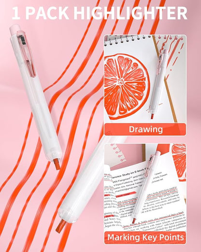 Nicpro 13Pack Pastel Gel Ink Pen Set with Case, Cute Retractable 0.5mm Fine Point Pen, 12 Pink Pens Black Ink with 1 Highlighter, Aesthetic Pens for Student Note Taking,Writing,Office Supplies (Pink)