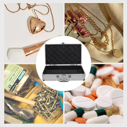 ERINGOGO Aluminum Attache Case - 12inch Lock Metal Briefcase with Ripple Foam, Hard Aluminum Carrying Case for Men, Universal Portable Tool Case for Laptop/Luggage/Instrument White