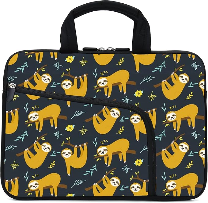 11.6" 12.2 inches Laptop Sleeve Chromebook Case Ultrabook Case Notebook Sleeve Tablet Case Neoprene Handle Sleeve for Men Women, Two Pockets Fit Apple MacBook Air Samsung Acer HP DELL(Sloth)