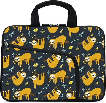 11.6" 12.2 inches Laptop Sleeve Chromebook Case Ultrabook Case Notebook Sleeve Tablet Case Neoprene Handle Sleeve for Men Women, Two Pockets Fit Apple MacBook Air Samsung Acer HP DELL(Sloth)