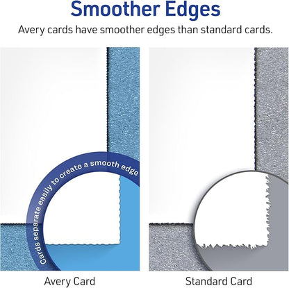 Avery Printable Place Cards with Sure Feed Technology, 1-7/16" x 3-3/4", White with Gold Border, 150 Blank Tent Cards for Laser or Inkjet Printers (35701)