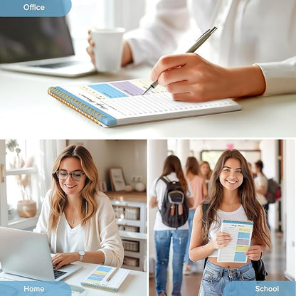 To Do List Notepad, To Do List Notebook for Work with 52 Undated Sheets, Daily To Do List Planner, Checklist Organizer Notebook for Office, Home and School- Blue