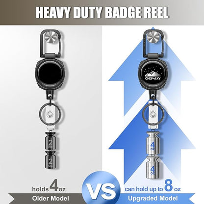 2 Pack Retractable ID Badge Holders with Keychain, Heavy Duty Tactical Badge Reel, Retractable Key Ring with 30IN Nylon Cord and Upgraded Stainless Steel Spring, Holds Up to 8 OZ