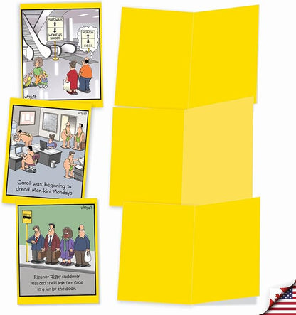 The Best Card Company - Variety Pack of 10 Funny Assorted Blank All Occasions Notecards 4 x 5.12 Inch w/Envelopes - Cartoon Humor for Men, Women (10 Designs, 1 Each) - Wild for Whyatt M6463OCB