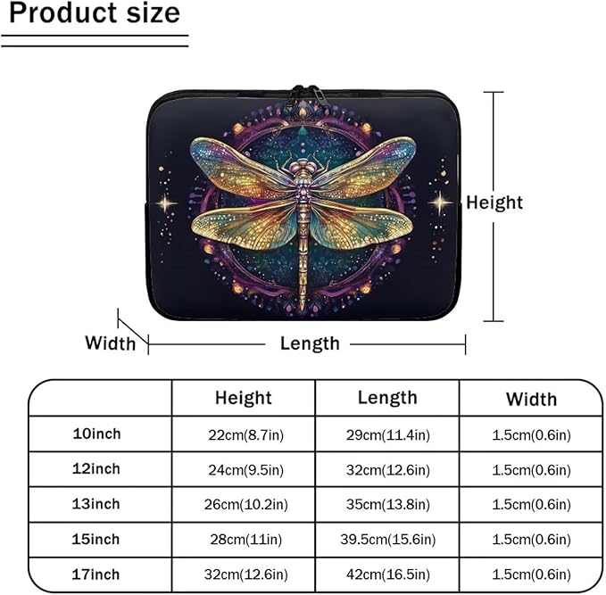 Dragonfly Printed Computer Bags for Laptops for Women, Large Capacity Computer Carrying Cover Laptop Briefcase, 13 Inch Water Resistant Laptop Case Portable Computer Case Bag