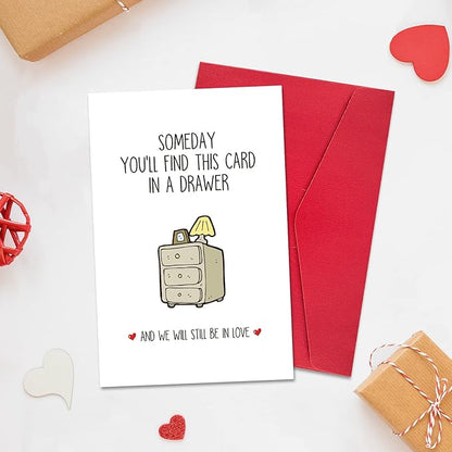 Ogeby Cute Valentine's Day & Anniversary Greeting Card for Couples, Unisex-Adults, Red, 8x5.3 inches, Modern Letter Print