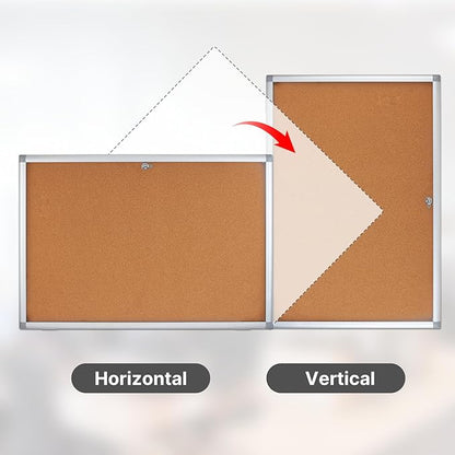 Outdoor Enclosed Cork Bulletin Board Tamper-Proof Dispaly Case, Aluminium Frame, Weatherproof Cork Noticeboard, Enclosed Cork Board for School, Office, Restaurant, Hospital etc（36 * 24inches）
