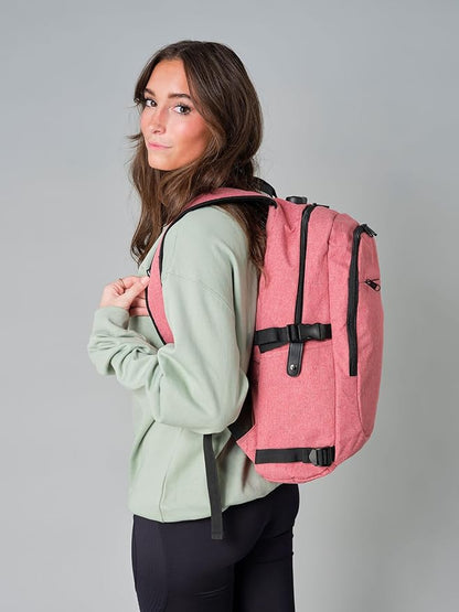 Varietyathletics 19" Laptop Backpack and Organizer Case Set USB Headset Port Anti-Theft Waterproof Travel Work College (Red)