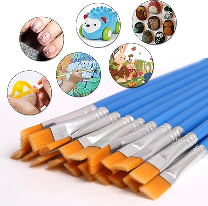 DECYOOL 60 Pcs Paint Brushes Set Kids Nylon Flat Hair Small Oil Watercolor Artist Painting Kits Bulk for Acrylic Painting