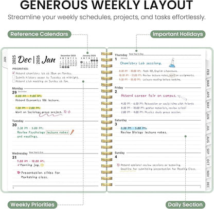 2026 Planner, Weekly and Monthly Calender Planner, Jan 2026 to Dec 2026, Hardcover 2026 Calendar Planner Book with Tabs & Inner Pocket, Office Home School Supplies for Women & Men - A4 (8.5" x 11"), Mint