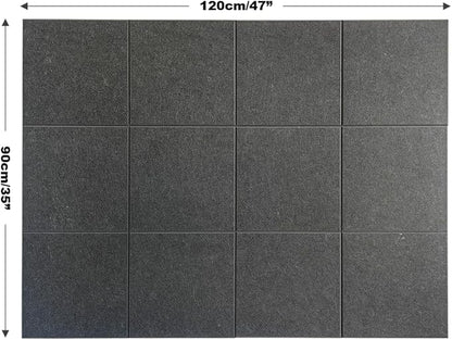 Black Cork Board 47"x35" - 12 Pack Felt Wall Tiles with Safe Removable Adhesive Tabs, Large Cork Board 48 x 36 inches Cork Board for Office Large Cork Boards for Walls 72 x 48 - Gray Black