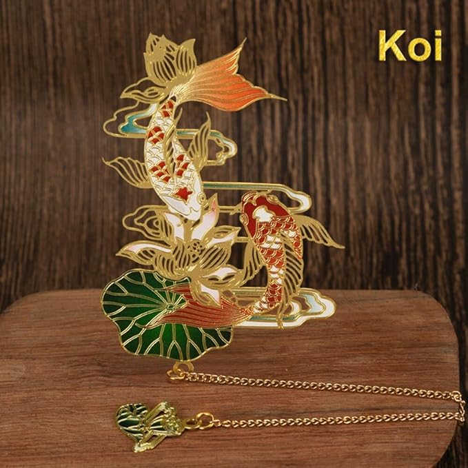 MOZART Koi Carp Chinese Style Brass Bookmark Classical Mythological Characters Mountain and Sea Sutra Series Creative Cultural Copper Bookmark Metal Bookmarks