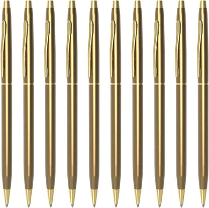 Cambond Ballpoint Pens Fancy Pens - Black Ink Bulk Pens 1.0 mm Medium Point Retractable Metal Pen Comfortable Writing for Men Women Police Uniform Office Business, 10 Pack (Rose Gold)