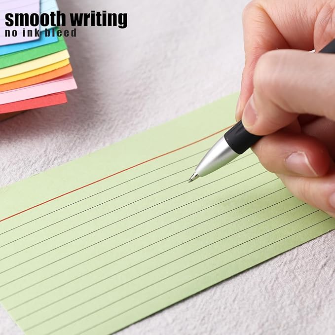 Koogel 500PCS Ruled Index Cards, 3 x 5 Inch Neon Color Flash Cards Note Cards Lined Index Cards Study Cards for School Office Learning