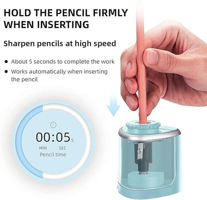 Pencil Sharpener Electric Pencil Sharpener for Kids, Blade to Fast Sharpen, Suitable for No.2/School/Classroom/Office/Home (Blue)
