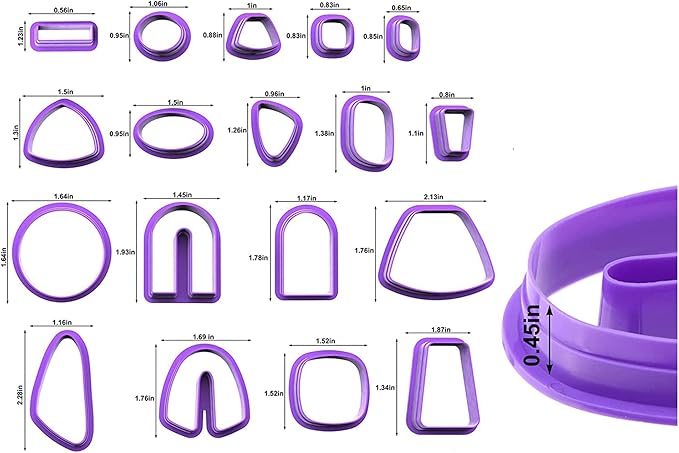 DIYOOHOMY 18 PCS Polymer Clay Cutters and Gold Foil, Making Clay Earring Jewelry Kit Molds Shape Tool Set U Geometrical Circle