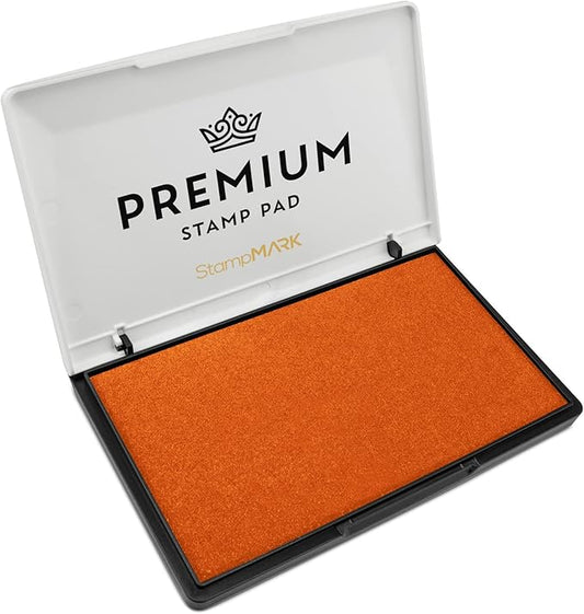 Premium Stamp Pad Large Size 3.5" x 6" - for Traditional Rubber Stamps - Felt Pad Orange Color