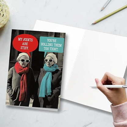 Birthday Card for Older Women, Funny, Multicolor, Modern, 5x7 inches, Blank Inside, Includes Envelope