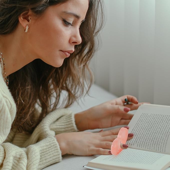 Thumb Page Holder for Reading 2Pack, Starry Sky Thumb Bookmark, Heart-Shaped Book Opener Holder, Book Finger Page Holder, Book Accessories for Reading Lovers(Pink,White)
