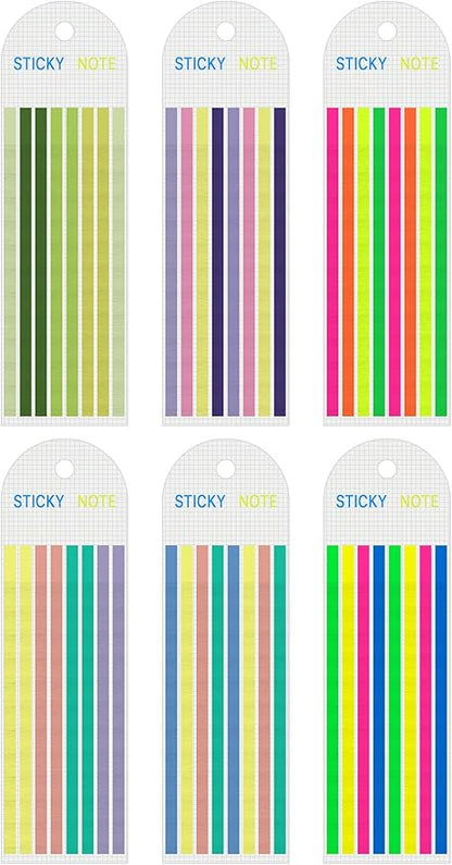 HAUTOCO 960PCS Highlighter Tape for Books, 6 Sheets Long Sticky Notes Tabs for Annotating Books, Transparent Highlighter Strips Index Flags Page Markers for Aesthetic Office School Study Supplies