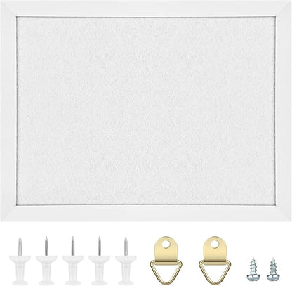 TORASO Cork Board Bulletin Board, Cork Boards for Walls with Pins, Eye Bolts, gaskets, Screws, Pin Board for Office, School and Home (White, 11“x14.5” - 1p)