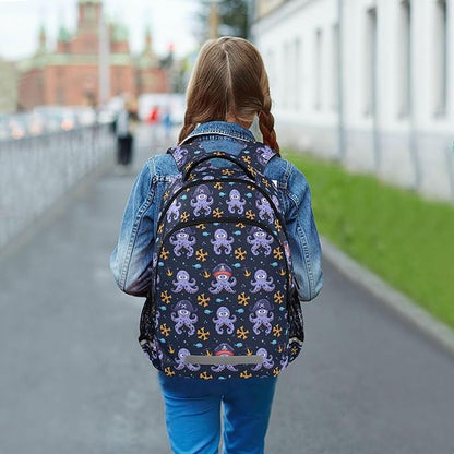 MNSRUU Laptop Backpack with Chest Strap, Octopus School Backpack, Travel Hiking Backpack for Boys Girls Teen Adult, Rucksack, Knapsack