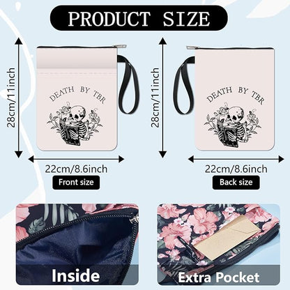 CRASPIRE Skeleton Book Sleeve Plant Book Protector Book Covers for Paperbacks Washable Fabric Cloth Book Cover with Zipper and Extra Sleeve Pocket for Book Lovers Classmate Gifts