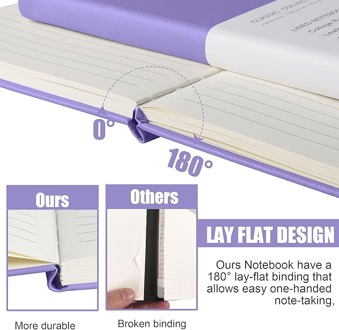 Lined Journal Notebook, 6Pack(Mauve), 160 Pages, Medium 5.7 inches x 8 inches - 100 gsm Thick Paper, Hardcover