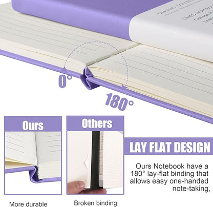 Lined Journal Notebook, 6Pack(Mauve), 160 Pages, Medium 5.7 inches x 8 inches - 100 gsm Thick Paper, Hardcover