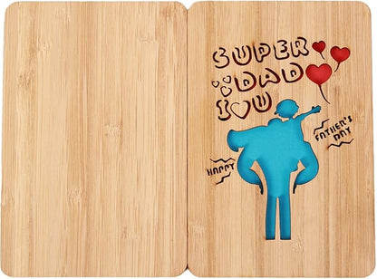 Happy Father's Day Card from Son,Cute Super Dad I Love You Handmade Card,Fathers Day Card from Daughter for Dad