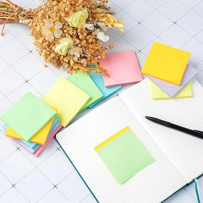 (12 Pack) Sticky Notes 3x3, Pastel Post Stickies Colorful Super Sticking Power Memo Pads, 6 Colors, Strong Adhesive