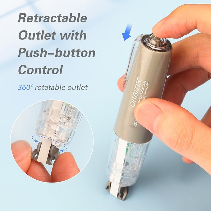 Refillable Retractable Quick Dry White Correction Tape,Mini Small Aesthetic Cute Correction Tape, with Easy to Use Kawaii Pen Shaped Applicator,for School Office Supplies