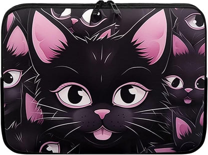 Black Cat Printed Laptop Briefcase for Women Men, Waterproof 15 Inch Laptop Bag Messenger Bag Lightweight Laptop Case for Office Business Traveling Daily Use, Gift for Father